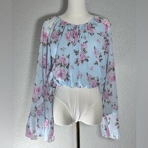NWOT Peach Love California Floral Body Suit